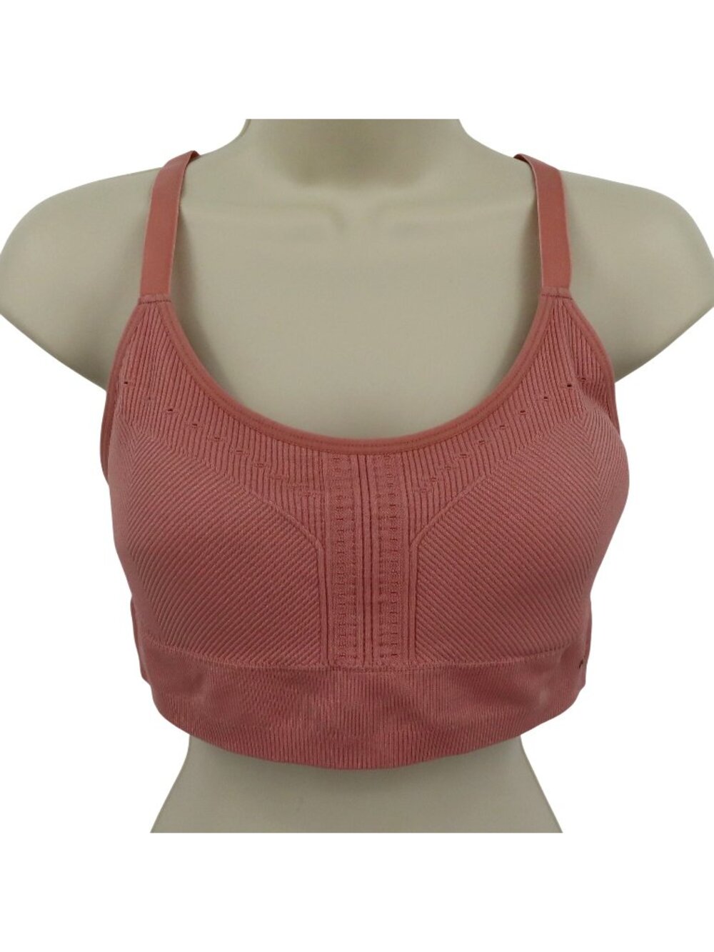 RBX Women Medium Pink Ribbed Wireless Sports Bra Racerback Lined Removable Pads
